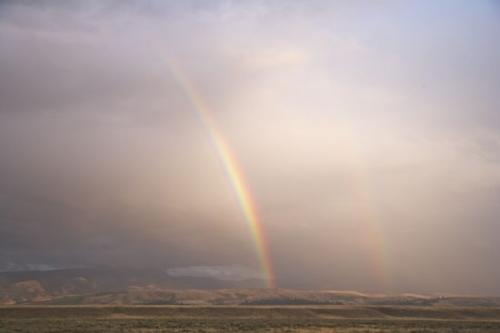 Cloud Formation;Gold;Color;Rainbow;Hillside;Grand Tetons;Weather;Cloud;Golden;Sunlight;Wyoming;Yellow;Sky;Tan;Storm;Clouds