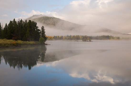 Blue;Break of Day;Brook;Cloud;Cloud Formation;Clouds;Creek;Dawn;Daybreak;First Light;Fog;Foggy;Gold;Grand Tetons;Green;Haze;Mist;Misty;Morning;Mountain;Mountain Top;Mountainous;Mountains;Obscured;Peak;Pinnacle;Precipice;Range;Reflection;Reflections;River;River Bed;Riverbed;Rivers;Sky;Stream;Summit;Sun-up;water;Water;waterway;Weather;Wyoming;Yellow