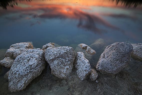 Abstract;Abstractions;Patterns;Shapes;Textures;Sunset;Dusk;Twilight;evening;Nightfall;Sundown;Pool of Water;Reflections;Water;Oneness;Rocks;Rock;Boulder;Boulders;Rock Formations;Stones;Pebble;Pebbles;Stone;Clouds