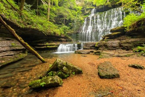Brown;Cascade;Chute;Falls;Green;Pouring;Short Springs State Natural Area;Streaming;Tan;Waterfall;Waterfalls