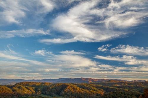 Autumn;Bluff;Cloud;Cloud Formation;Clouds;Fall;Foothills Parkway;Forest;Great Smoky Mountains National Park;Hill;Hillside;Mountain;Mountain Side;Mountainous;Sky;Summit;Tennessee;Timberland;Trees;Woods