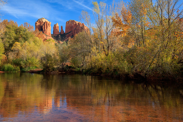 Arizona;Autumn;Blue;Bluff;Branches;Brown;Calm;Cathedral Rock;Cloud Formation;Coconino National Forest;Creek;Fall;Flow;Gold;Healing;Health care;Healthcare;Looking up;Minimalism;Mountain;Mountain Side;Mountainous;Nature;Pastoral;Pinnacle;Red Rock;River;Sedona;Stream;Stream Bank;Summit;Sunlight;Sunshine;Tree;United States;Water;Waterscape;Yellow;cliff;flowing;green;landscape;leaves;limbs;oneness;orange;peaceful;reflection;reflections;restful;river bank;serene;sky;soothing;sunlit;tranquil;tree limbs;trees;zen