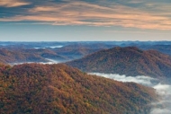 Mountain;Autumn;Brown;Tan;Pine-Mountain;Woodland;fog;Blue;Cloudy;Cloud-Formation