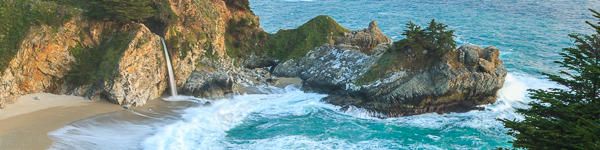 Aqua;Beach;Beaches;Big Sur;Blue;Bluff;Boulder;Boulders;Brown;California;Cascade;Cascading;Chute;Cliff;Coast;Coastline;Crag;Escarpment;Falls;Gray;Green;Healing;Health care;Healthcare;Ledge;McWay Falls;Ocean;Orange;Panoramic;Peaceful;Pouring;Precipice;Rock;Rock Face;Rock Formations;Rocks;Rocky;Sand;Sea;Sea Stacks;Seascape;Shore;Shoreline;Tan;Tree;Trees;Water;Waterfall;Waterfalls;Waves;calm;restful;serene;soothing;tranquil