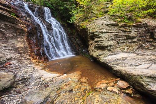 Boulder;Branches;Brook;Cascade;Cascading;Chute;Cool;Creek;Danbury;Falling;Falls;Flow;Geological;Geology;Hanging Rock State Park;Leaves;North Carolina;Pouring;Rivers;Rock;Rock Formations;Rocks;Spilling;Stone;Stones;Stream;Streamlet;Striation;Trees;United States;Upper Cascades Falls;Water;Waterfall;Waterfalls;Wet