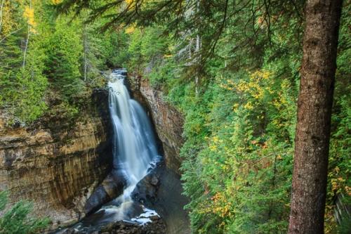 Blue;Blues;Bluff;Brown;Calm;Cascade;Cascading;Chute;Cool Colors;Cool Palette;Cool Tones;Falling;Falls;Forest;Forested;Great Lakes;Healing;Health care;Healthcare;Michigan;Miners Falls;Modern;Mountainous;Nature;Pastoral;Pouring;River;Rock Face;Spilling;Stream;Streaming;Tan;Timber;Timberland;United States;Upper Peninsular;Warm Colors;Warm Palette;Warm Tones;Water;Waterfalls;Waterscape;Wood;Woodland;Woods;blue;cliff;color;green;landscape;leaves;oneness;peaceful;rapids;restful;serene;soothing;tranquil;trees;waterfall;zen
