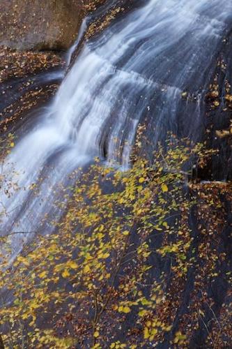 Cascade;Michigan;Chapel Falls;Autumn;Pictured Rocks National Seashore;Blue;Streaming;Great Lakes;Rock Face;Stream;Waterfalls;Green;Falls;Water;Cascading;Fall;Yellow;Pouring;Upper Peninsular