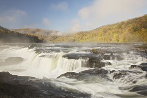 Streaming;Rock;Cascade;Sandstone Falls;Fog;Boulders;Cascading;Mountain;Stone;Mist;Haze;Water;Waterfall;Pouring;Obscured;Rocks;West Virginia;Falls;Fall;Boulder;Foggy;Waterfalls;Chute;Autumn;Stones;misty;Mountains