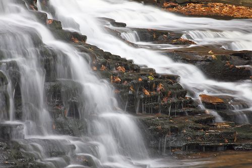 Water;Rocks;Autumn;Rock Formations;Fall;Gold;Falls;Rock Face;Rock;Pouring;Stone;White;Pennsylvania;Leaves;Bluff;Streaming;Cascading;Sandstone Falls;West Virginia;Leafy;Stream;Outdoor;Ricketts Glenn State Park;Mohawk Falls;Cliff;Escarpment;Orange;Precipice;Chute;Ledge;Brown;Leaf;Waterfalls;Cascade;Waterfall