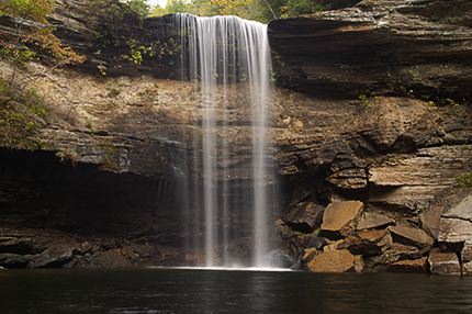 Cumberland Plateau;Waterfall;Stream;Water;Flowing;Pouring;Cool;Wet;Flow;Cascade;Cascading;Spray;Cliff;Rock Face;Sheer;Steep;Cataract;Falls;Chute;Falling;Spilling;Rocks;Rock;Boulder;Boulders;Rock Formations;Stones;Pebble;Pebbles;Stone;Creek;Brook;Rivulet;Tributary;Gush;Streamlet;Torrent;White Water;Rapids;Bubbling;River